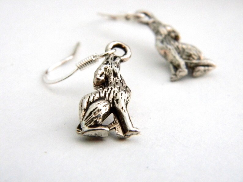 Wolf Earrings Silver Color Dangle Earrings image 2