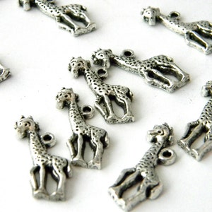 Giraffe Charms Set of 10 Silver Color 25x10mm image 1