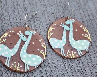 Giraffe Earrings Dangle Earrings Acrylic Earrings