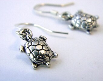 Small Turtle Earrings Silver Color Dangle Earrings