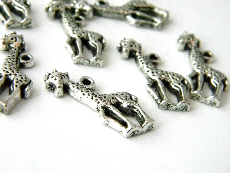 Giraffe Charms Set of 10 Silver Color 25x10mm image 5