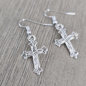 Pretty Cross Earrings Silver Color Dangle Earrings