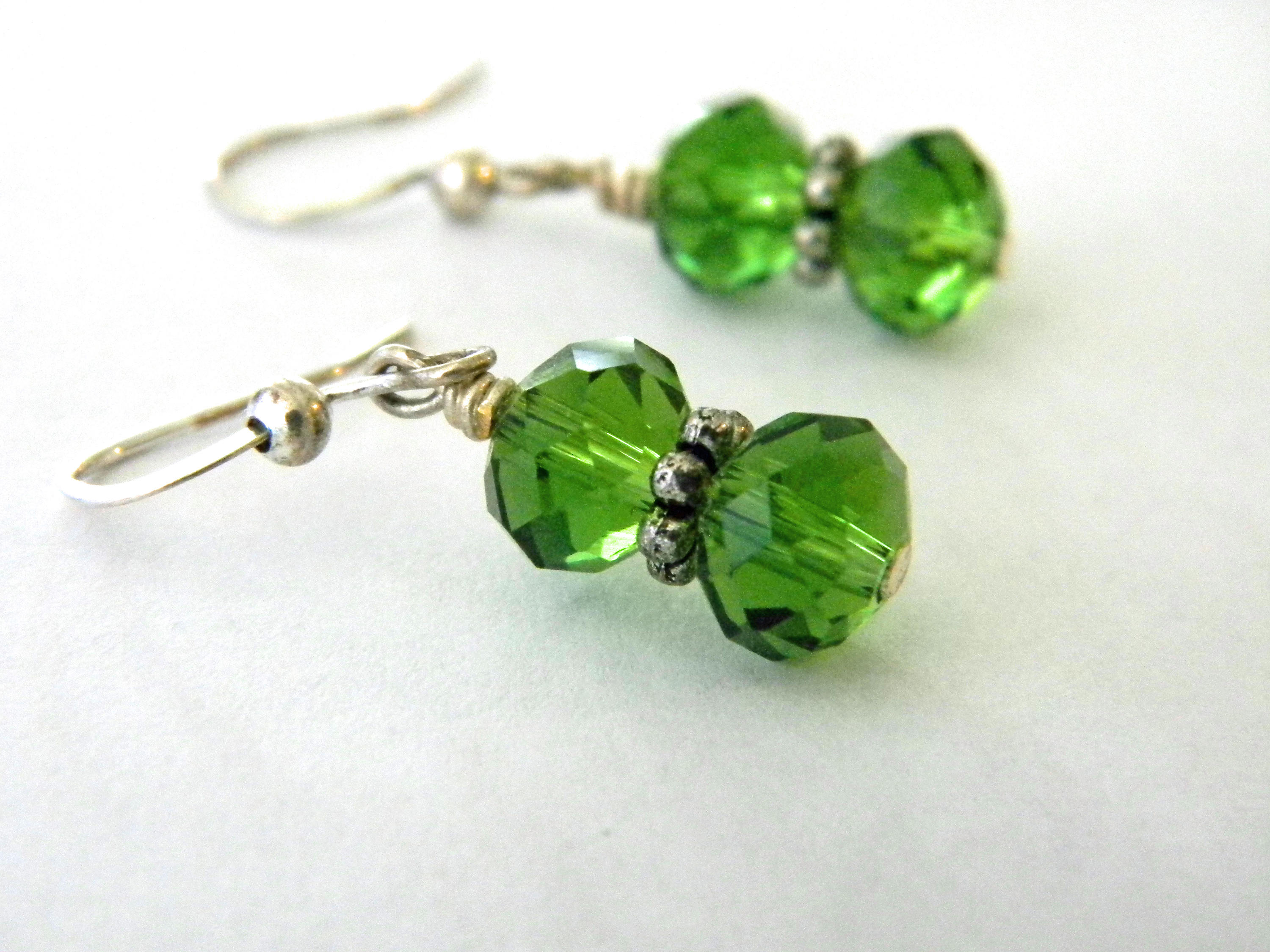 Green Glass Earrings Dangle Earrings Etsy UK