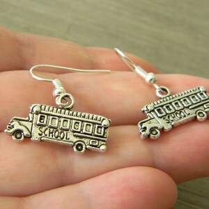 School Bus Earrings Silver Color Dangle Earrings image 6