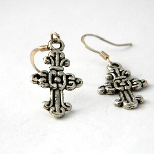 Cross Earrings Silver Color Cross Earrings Dangle Earrings
