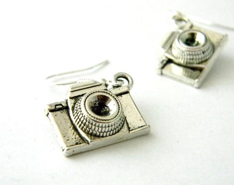 Camera Earrings Silver Color Dangle Earrings