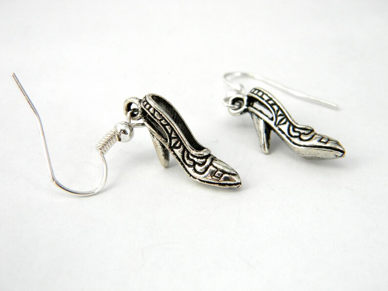 High Heel Shoe Earrings Silver Color Dangle Earrings Etsy