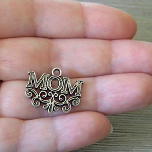 Mom Charms Set of 8 Silver Color 17x20mm image 7