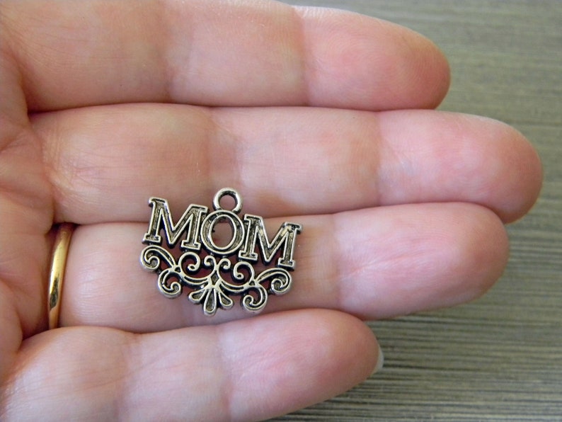 Mom Charms Set of 8 Silver Color 17x20mm image 7