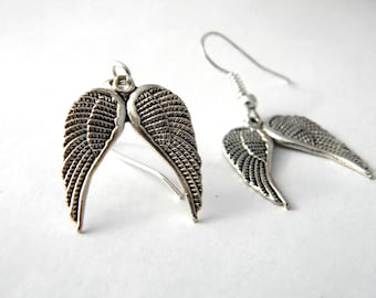 Angel Wing Earrings Silver Color Dangle Earrings