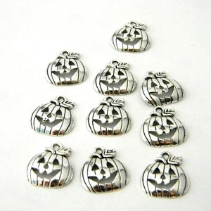Pumpkin Charms Set of 10 Silver Tone 18x16mm Halloween Charms - Etsy