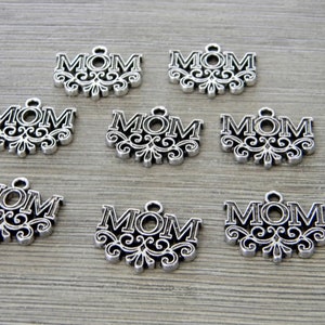 Mom Charms Set of 8 Silver Color 17x20mm image 4