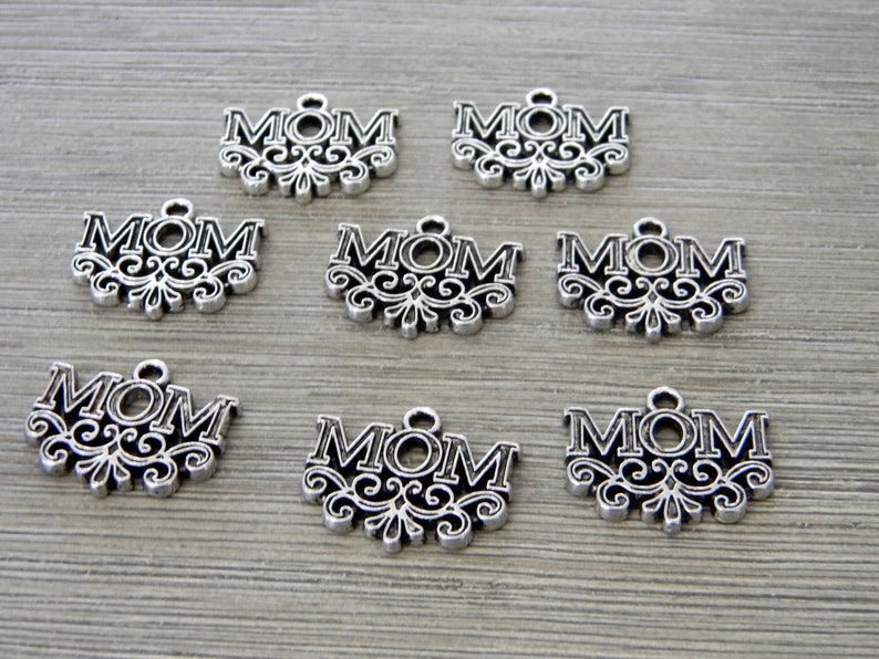 Mom Charms Set of 8 Silver Color 17x20mm image 4