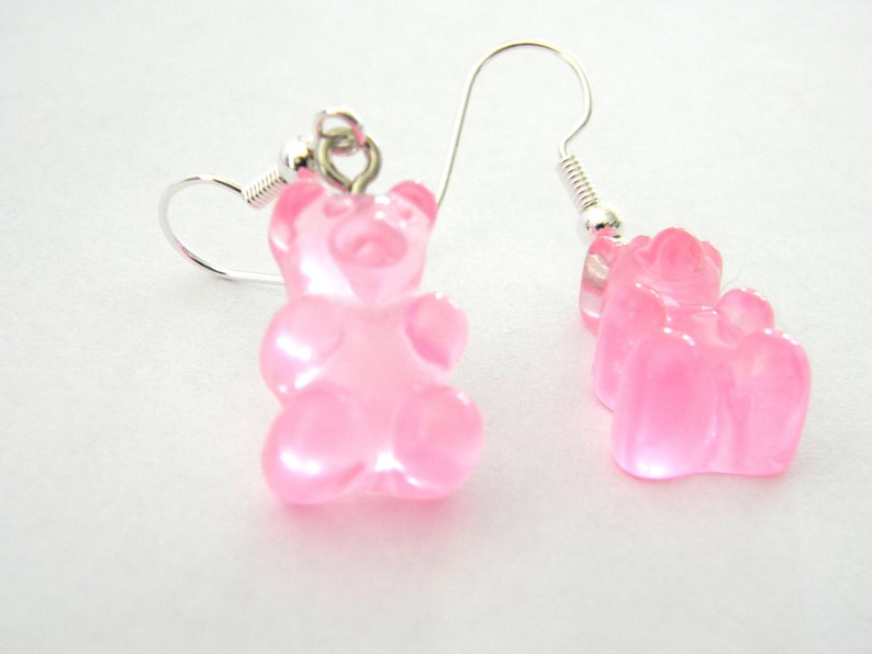 Gummy Bear Earrings, Pink Color, Candy Earrings, Fun Earrings, Acrylic Earrings image 1