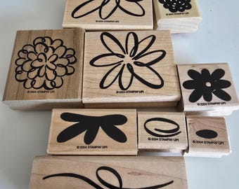 Stampin Up Definitely Decorative Bloomin Wonderful Set of 9 Gently Used Stamps Flower Stamps