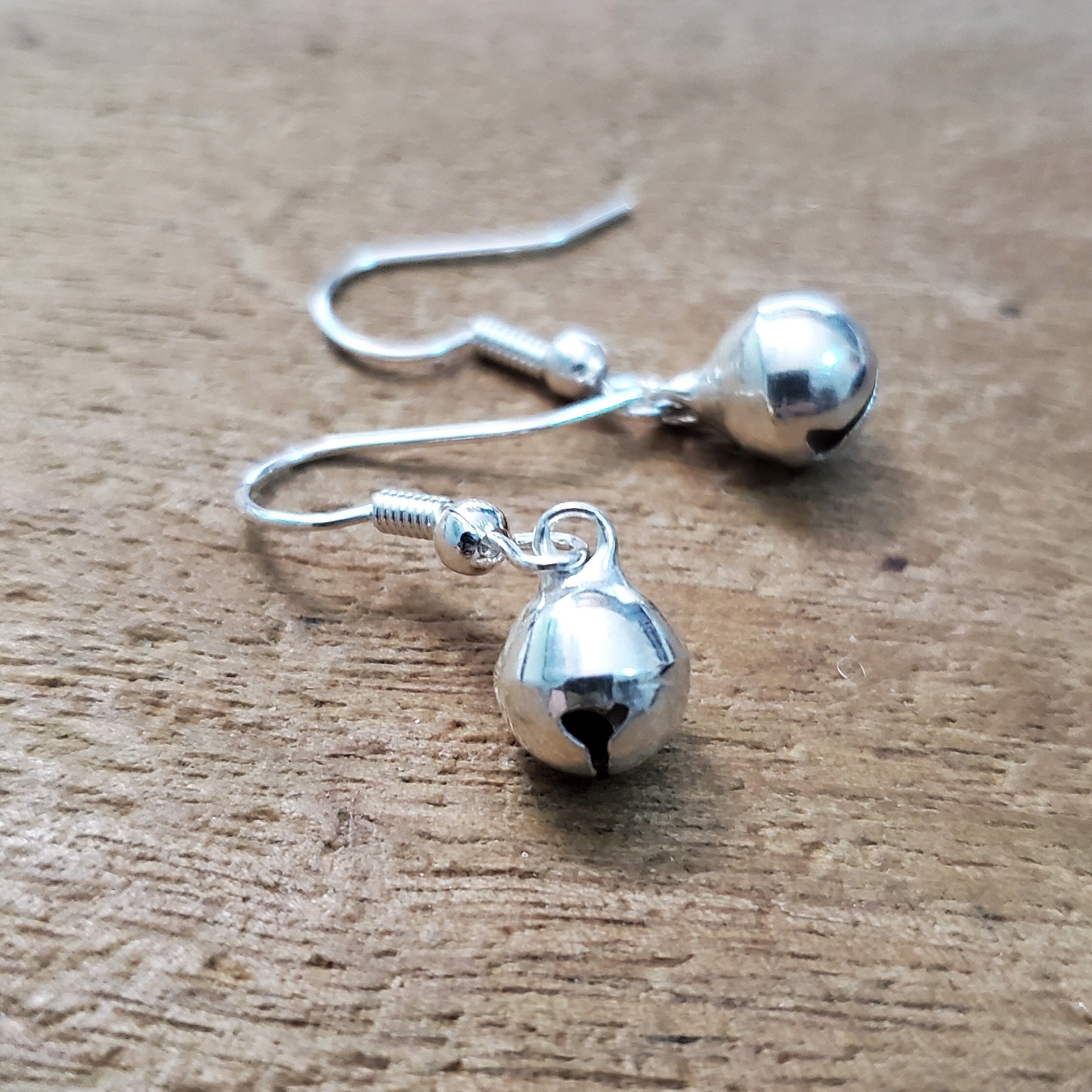 Silver Jingle Bell Earrings Silver Color Dangle Earrings Jingle Bell Earrings Christmas Earrings