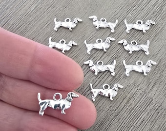 Dachshund Charms Set of 10 Silver Color Retriever Charms 18x10mm Dogs