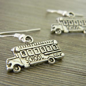 School Bus Earrings Silver Color Dangle Earrings image 5