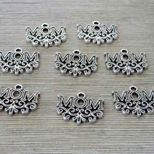 Mom Charms Set of 8 Silver Color 17x20mm image 5