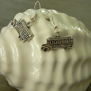 School Bus Earrings Silver Color Dangle Earrings image 8