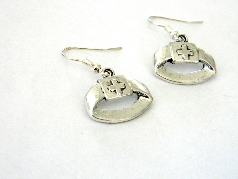 Nurse Hat Earrings Dangle Earrings Nurse Cap Earrings Silver Color Medical Earrings