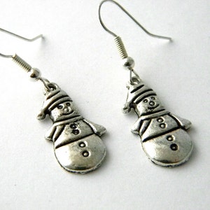 Snowman Earrings Silver Color Dangle Earrings