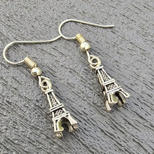 Petite Eiffel Tower Earrings Silver Color Dangle Earrings