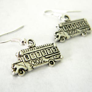 School Bus Earrings Silver Color Dangle Earrings image 3