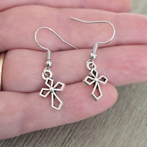 Cross Earrings Silver Color Dangle Earrings