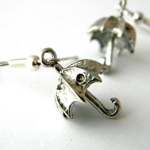 Umbrella Earrings 3D Umbrella Earrings Three Dimensional Silver Color Earrings