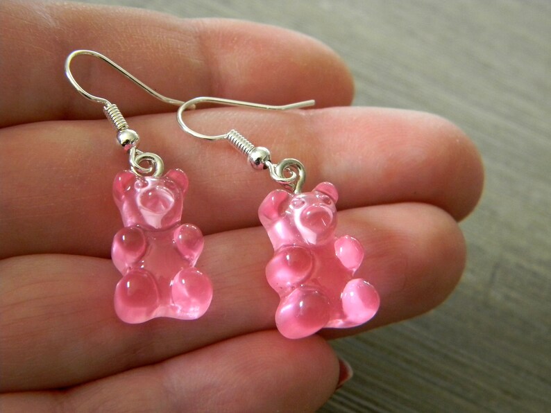 Gummy Bear Earrings, Pink Color, Candy Earrings, Fun Earrings, Acrylic Earrings image 9