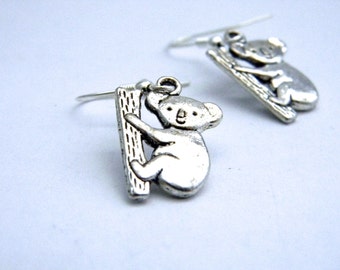 Koala Earrings Silver Color Dangle Earrings Koala Bear Earrings
