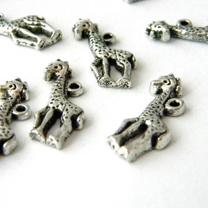 Giraffe Charms Set of 10 Silver Color 25x10mm image 2