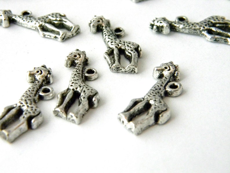 Giraffe Charms Set of 10 Silver Color 25x10mm image 2