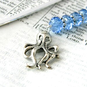 Octopus Bookmark with Light Blue Glass Beads
