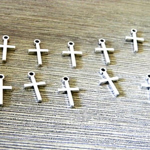 Simple Cross Charms Set of 10 Silver Color 18x10mm Double Sided image 7