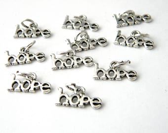 Hope Charms Set of 10 Silver Color 8x15mm