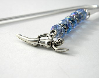 Swimmer Girl Bookmark Shepherd Hook Steel Bookmark Silver Color