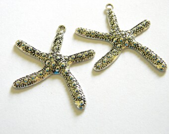 Starfish Charms Set of Two Silver Colored 49x41mm Starfish Pendant