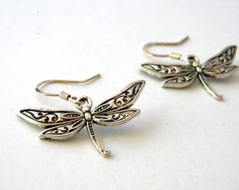 Pretty Dragonfly Earrings Silver Color Dangle Earrings