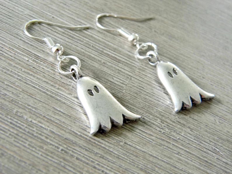 4048 Antique Silver Ghost Dangle Earrings