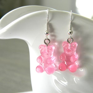 Gummy Bear Earrings, Pink Color, Candy Earrings, Fun Earrings, Acrylic Earrings image 3