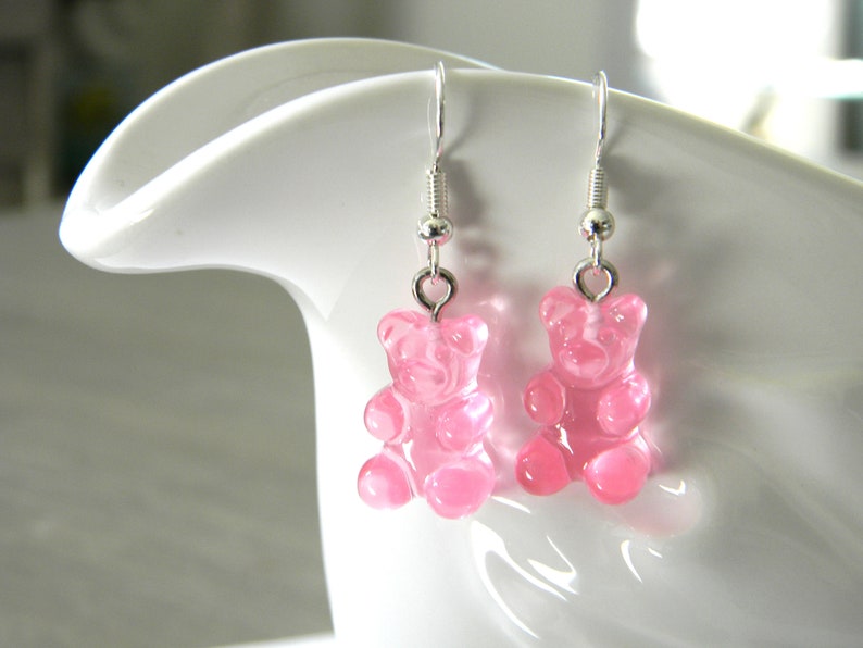 Gummy Bear Earrings, Pink Color, Candy Earrings, Fun Earrings, Acrylic Earrings image 3