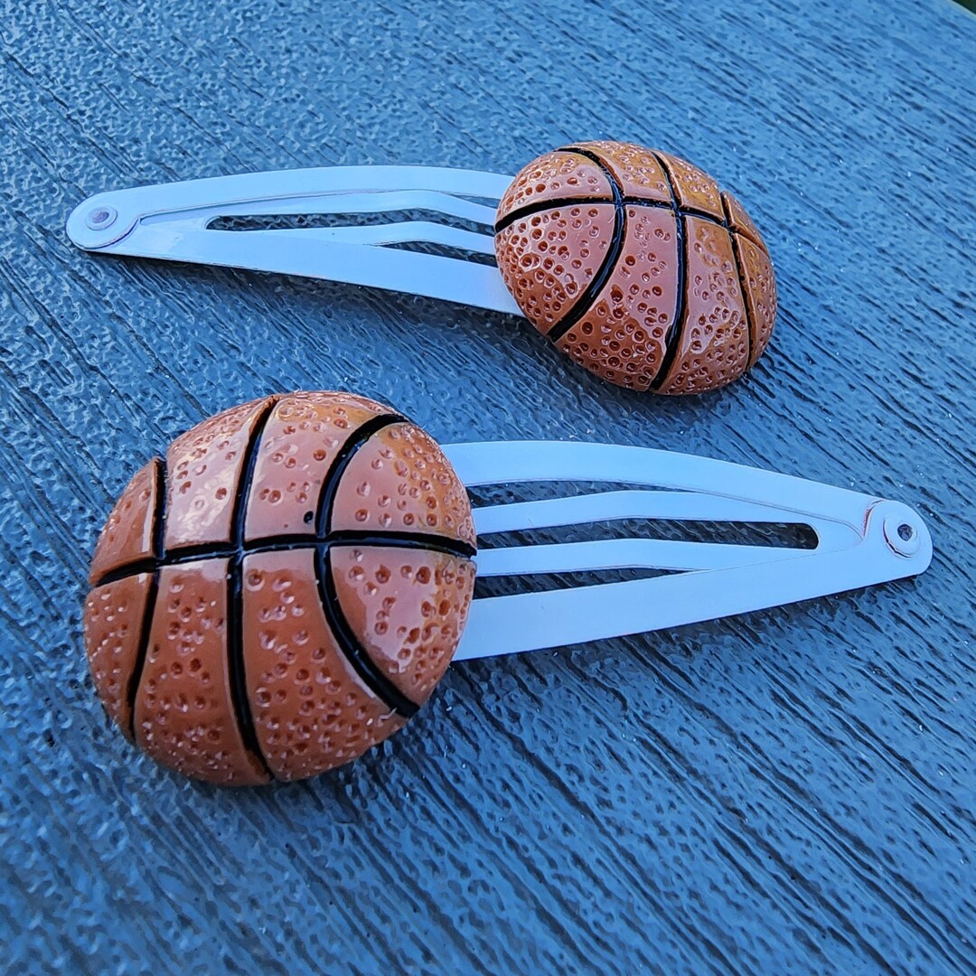 Basketball Clips Set of Two White Hair Clip Metal Snap Etsy