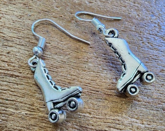 Roller Skate Earrings Silver Color Dangle Earrings, Three Dimensional