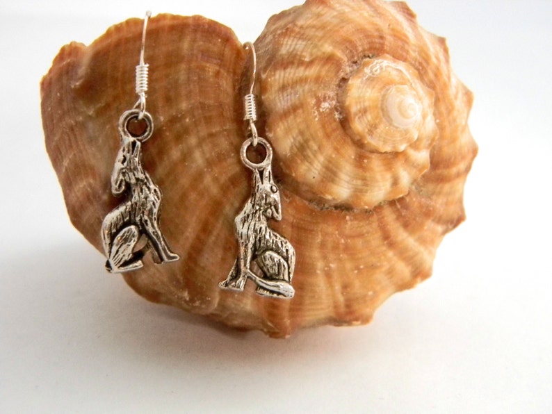 Wolf Earrings Silver Color Dangle Earrings image 4