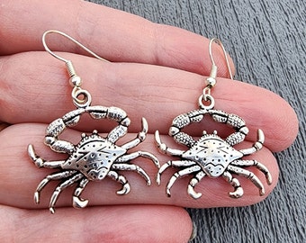 Silver Crab Earrings Dangle Earrings Silver Color