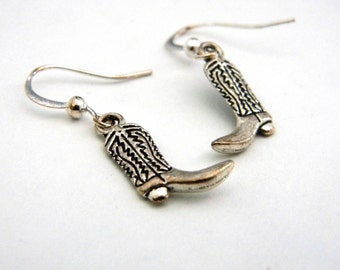 Cowboy Boot Earrings Silver Color Dangle Earrings