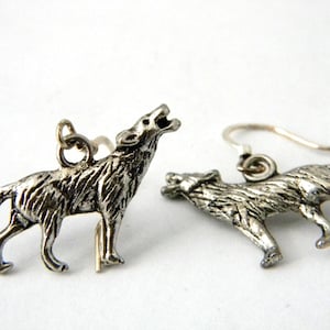 Silver Wolf Earrings Silver Color Dangle Earrings