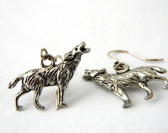 Silver Wolf Earrings Silver Color Dangle Earrings